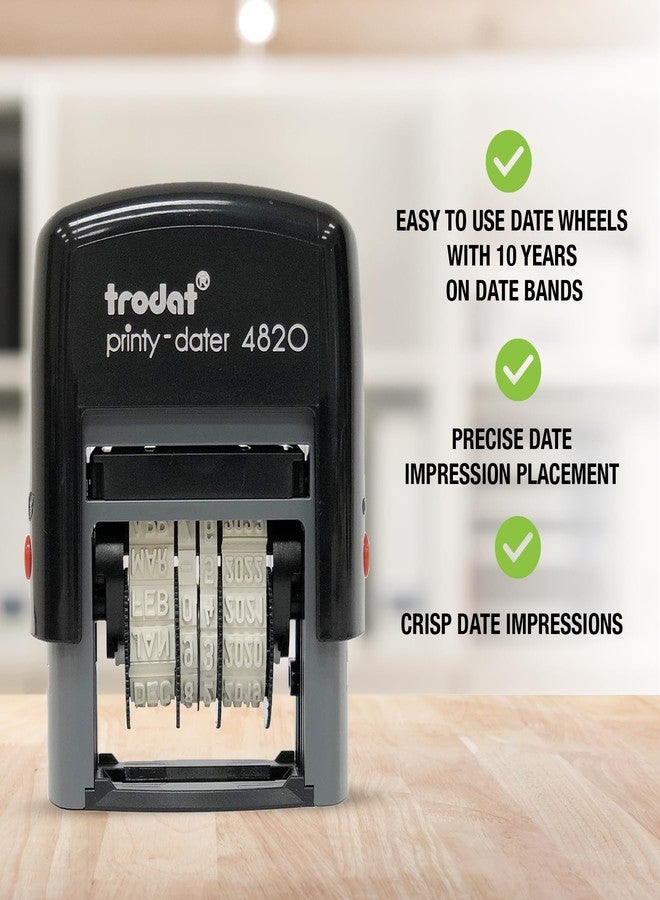 Trodat Printy 4820 Date Stamp, Self-Inking Stamp for Professional and Personal Applications, 3/8” x 1-¼”, Eco-Friendly Climate Neutral Product (Black) - Image 3